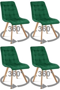 Krzesło CIEZA 360 - aksamit zieleń / nogi dąb x 4