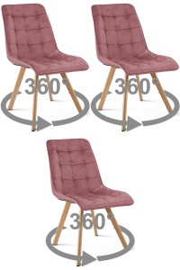 Krzesło CIEZA 360 - aksamit róż ciemny / nogi dąb x 3
