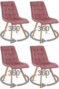 Krzesło CIEZA 360 - aksamit róż ciemny / nogi dąb x 4