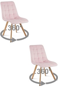 Krzesło CIEZA 360 - aksamit róż jasny / nogi dąb x 2