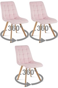 Krzesło CIEZA 360 - aksamit róż jasny / nogi dąb x 3