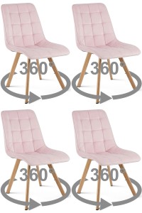 Krzesło CIEZA 360 - aksamit róż jasny / nogi dąb x 4
