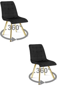 Krzesło CIEZA 360 - aksamit czarny / nogi złote x 2