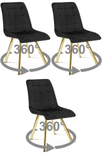 Krzesło CIEZA 360 - aksamit czarny / nogi złote x 3