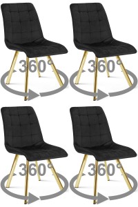 Krzesło CIEZA 360 - aksamit czarny / nogi złote x 4