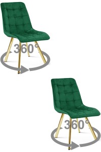 Krzesło CIEZA 360 - aksamit zieleń / nogi złote x 2