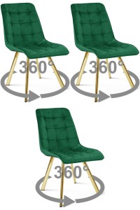 Krzesło CIEZA 360 - aksamit zieleń / nogi złote x 3