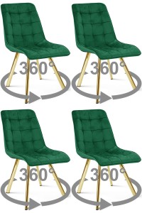Krzesło CIEZA 360 - aksamit zieleń / nogi złote x 4