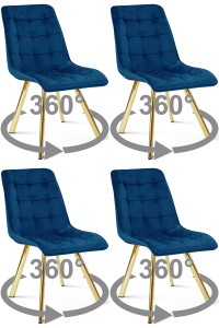 Krzesło CIEZA 360 - aksamit granat / nogi złote x 4
