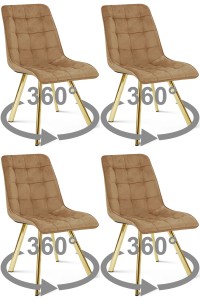 Krzesło CIEZA 360 - aksamit brąz / nogi złote x 4
