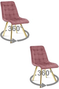 Krzesło CIEZA 360 - aksamit róż ciemny / nogi złote x 2