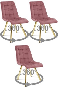 Krzesło CIEZA 360 - aksamit róż ciemny / nogi złote x 3