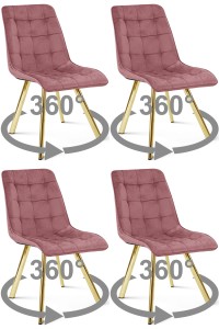 Krzesło CIEZA 360 - aksamit róż ciemny / nogi złote x 4