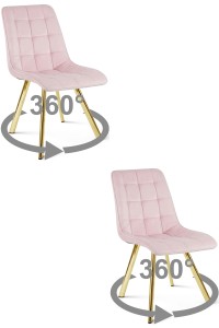 Krzesło CIEZA 360 - aksamit róż jasny / nogi złote x 2