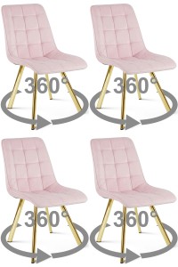 Krzesło CIEZA 360 - aksamit róż jasny / nogi złote x 4