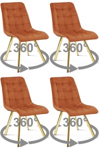 Krzesło CIEZA 360 - aksamit miedziany / nogi złote x 4