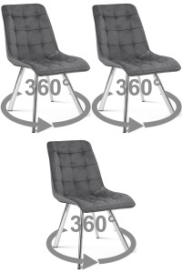 Krzesło CIEZA 360 - aksamit szary ciemny / nogi chrom x 3