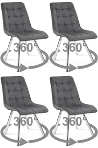 Krzesło CIEZA 360 - aksamit szary ciemny / nogi chrom x 4