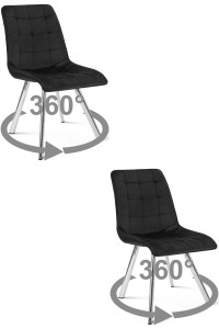 Krzesło CIEZA 360 - aksamit czarny / nogi chrom x 2