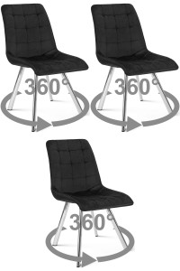 Krzesło CIEZA 360 - aksamit czarny / nogi chrom x 3