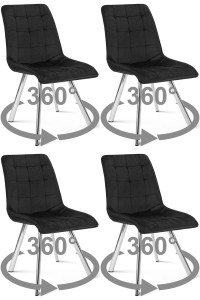 Krzesło CIEZA 360 - aksamit czarny / nogi chrom x 4