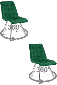 Krzesło CIEZA 360 - aksamit zieleń / nogi chrom x 2