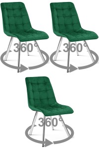 Krzesło CIEZA 360 - aksamit zieleń / nogi chrom x 3