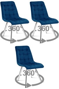 Krzesło CIEZA 360 - aksamit granat / nogi chrom x 3