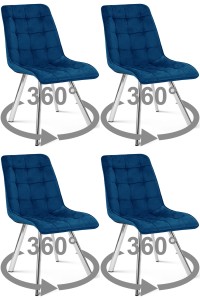 Krzesło CIEZA 360 - aksamit granat / nogi chrom x 4