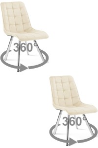 Krzesło CIEZA 360 - aksamit beż jasny / nogi chrom x 2