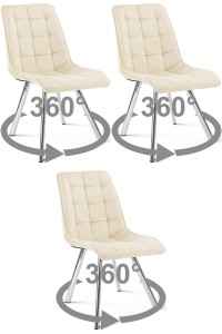 Krzesło CIEZA 360 - aksamit beż jasny / nogi chrom x 3