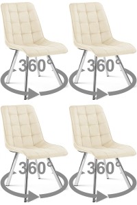 Krzesło CIEZA 360 - aksamit beż jasny / nogi chrom x 4