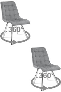 Krzesło CIEZA 360 - aksamit szary jasny / nogi chrom x 2