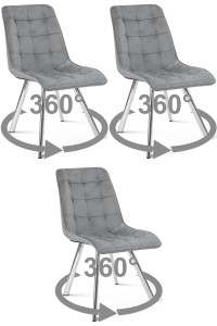 Krzesło CIEZA 360 - aksamit szary jasny / nogi chrom x 3