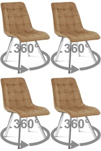 Krzesło CIEZA 360 - aksamit brąz / nogi chrom x 4