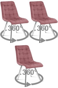 Krzesło CIEZA 360 - aksamit róż ciemny / nogi chrom x 3
