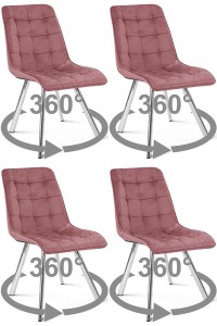 Krzesło CIEZA 360 - aksamit róż ciemny / nogi chrom x 4
