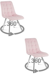 Krzesło CIEZA 360 - aksamit róż jasny / nogi chrom x 2