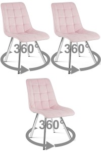 Krzesło CIEZA 360 - aksamit róż jasny / nogi chrom x 3