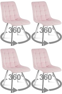 Krzesło CIEZA 360 - aksamit róż jasny / nogi chrom x 4