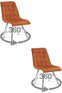 Krzesło CIEZA 360 - aksamit miedziany / nogi chrom x 2