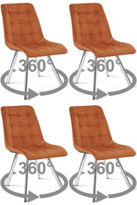 Krzesło CIEZA 360 - aksamit miedziany / nogi chrom x 4
