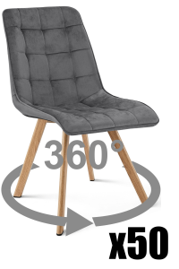 Paleta 50 szt. - Krzesło CIEZA 360 - aksamit szary ciemny / nogi dąb