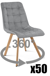 Paleta 50 szt. - Krzesło CIEZA 360 - aksamit szary jasny / nogi dąb