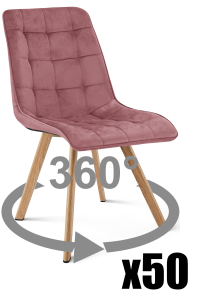 Paleta 50 szt. - Krzesło CIEZA 360 - aksamit róż ciemny / nogi dąb