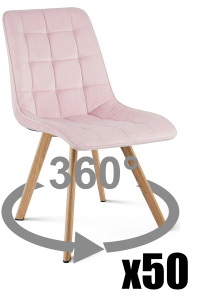 Paleta 50 szt. - Krzesło CIEZA 360 - aksamit róż jasny / nogi dąb