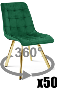 Paleta 50 szt. - Krzesło CIEZA 360 - aksamit zieleń / nogi złote
