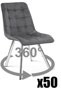 Paleta 50 szt. - Krzesło CIEZA 360 - aksamit szary ciemny / nogi chrom