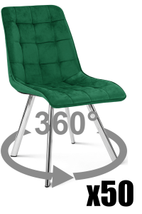 Paleta 50 szt. - Krzesło CIEZA 360 - aksamit zieleń / nogi chrom