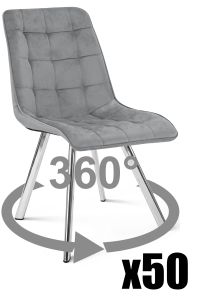 Paleta 50 szt. - Krzesło CIEZA 360 - aksamit szary jasny / nogi chrom